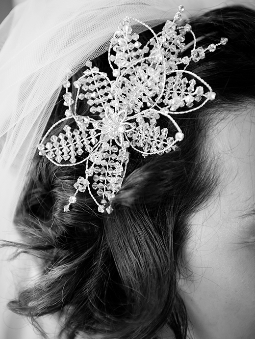 A stunning hairpiece was worn by the bride ready for her winter styled wedding day