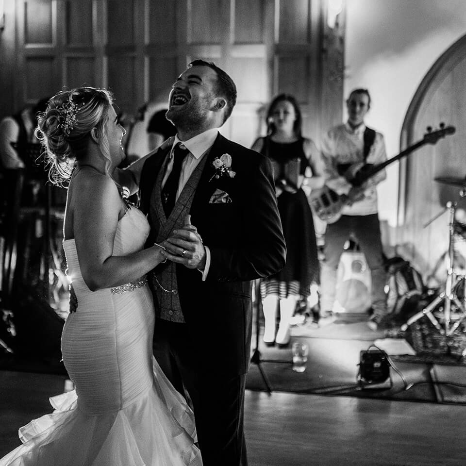 The first dance took place during the evening reception at Rivervale Barn wedding venue