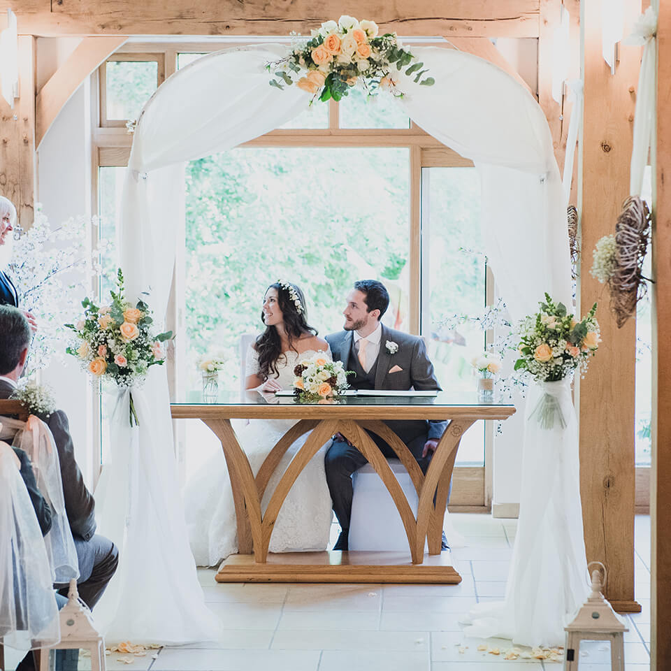 The bride and groom tie the knot at this stunning Hampshire wedding venue