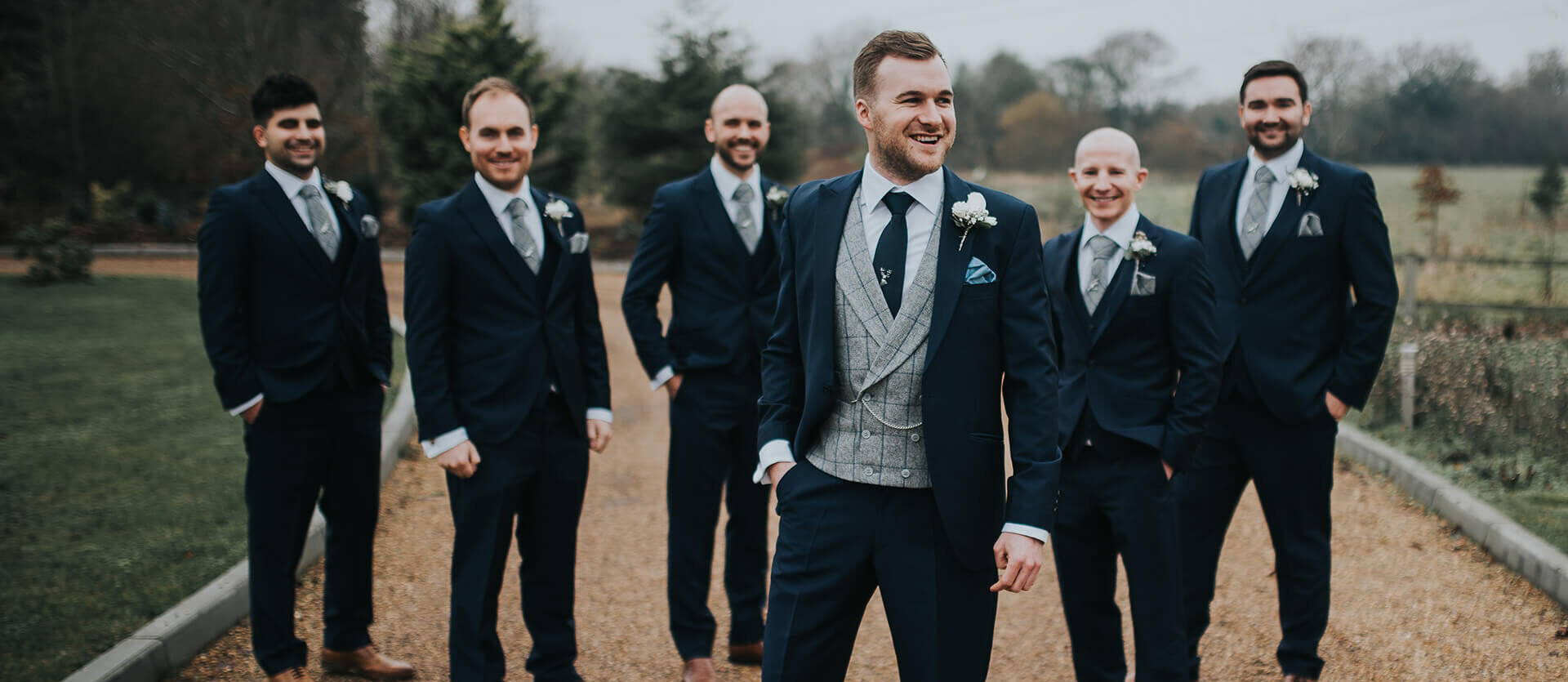 The groom and his ushers found the perfect photo opportunity at the beautiful Hampshire wedding venue