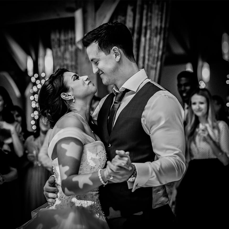 Daniela and James enjoyed their first dance in front of family and friends at Rivervale Barn wedding venue