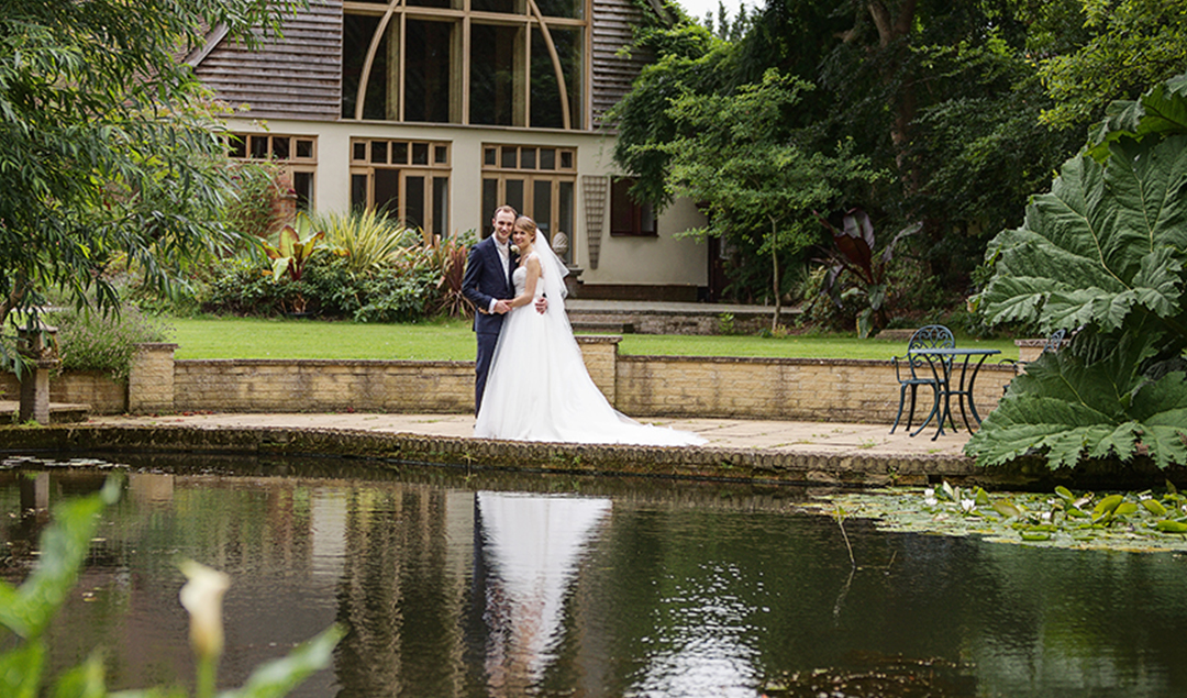 The stunning gardens of Rivervale Barn wedding venue is an ideal location for some beautiful wedding photos