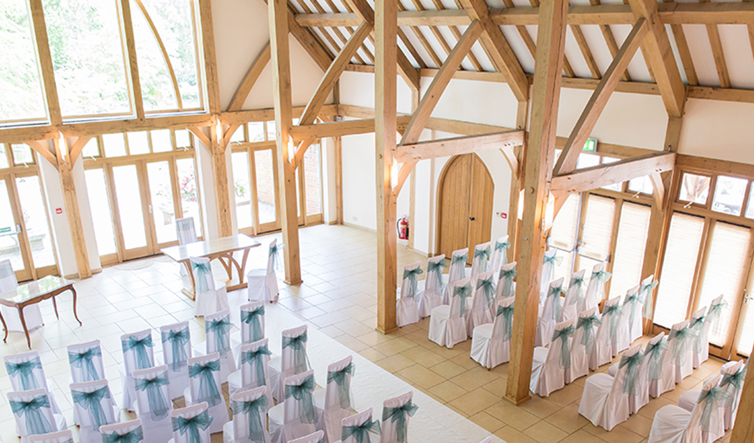 The Ceremony Barn at Rivervale Barn provides a magical atmosphere perfect for a barn wedding