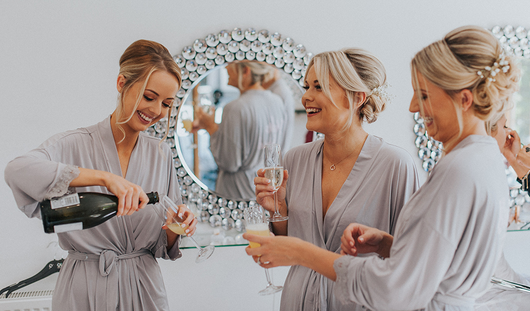 The bridal prep room is the perfect place to enjoy a glass of fizz while you get ready for your wedding day