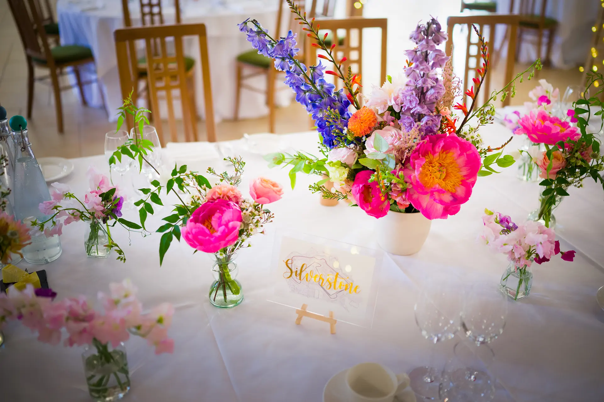 Rivervale Barn colourful wedding flowers