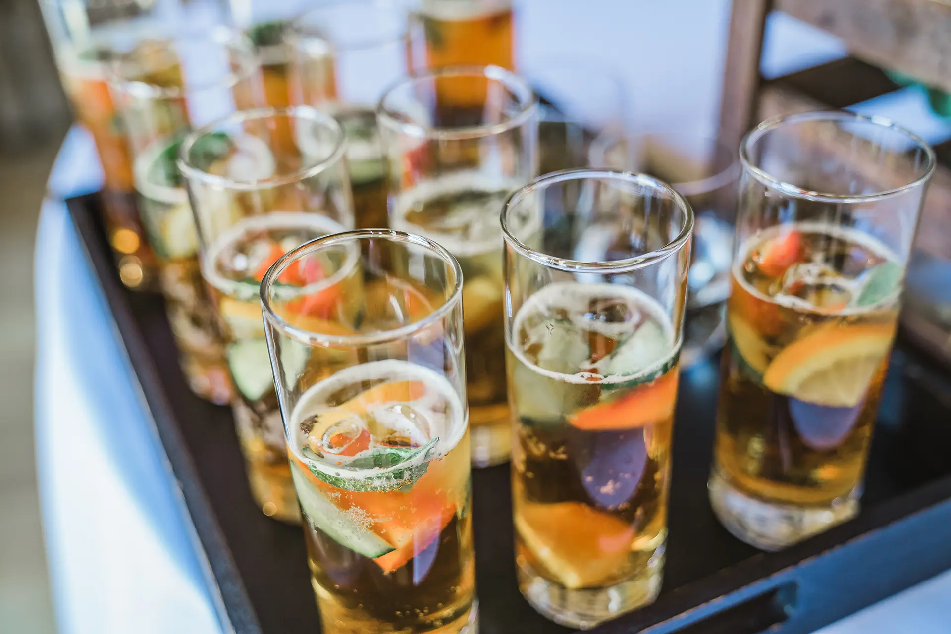 Rivervale Barn summer wedding drinks