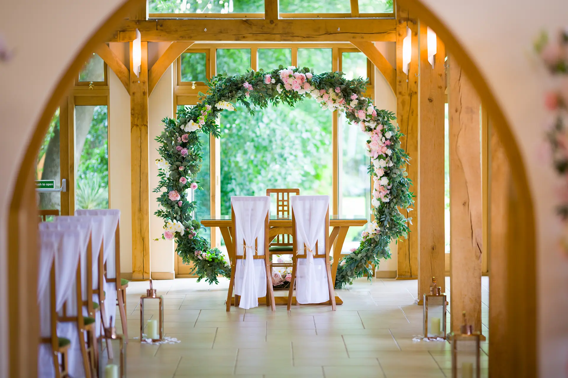 Rivervale Barn summer wedding indoor ceremony