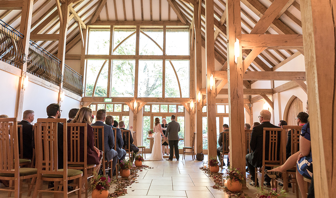 The Ceremony Barn at this beautiful wedding venue is the perfect place for an autumn wedding