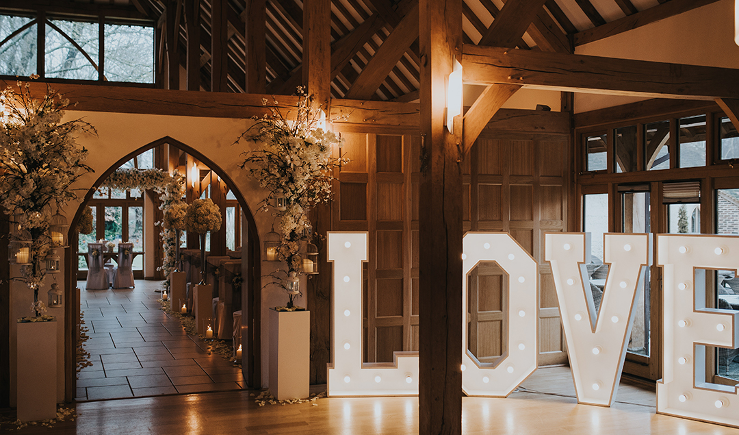 Love letters were the main focus for guests when they entered this stunning Hampshire venue