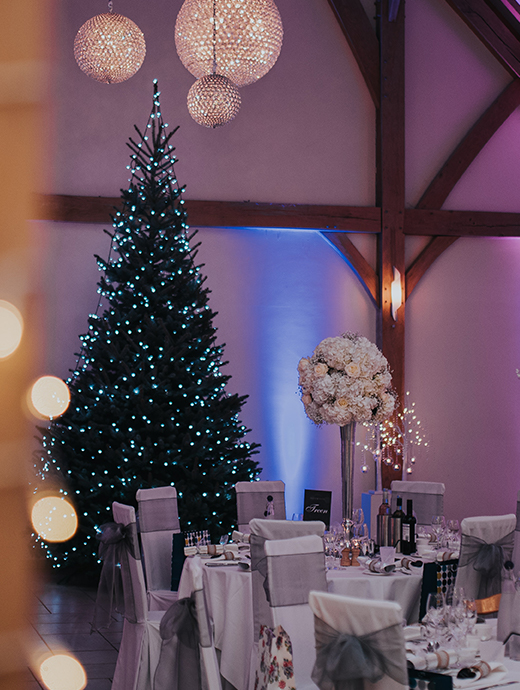 A Christmas tree is a must for a winter wedding at this beautiful Hampshire wedding venue