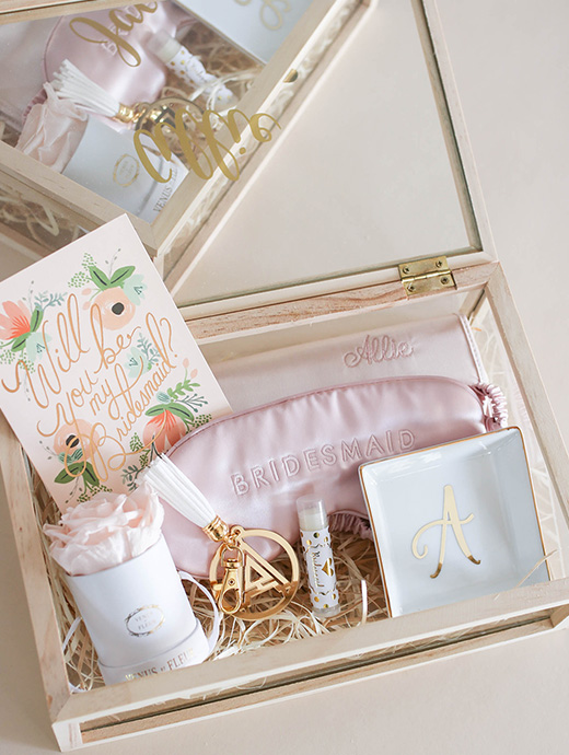 A bridesmaid proposal box is a great way to treat your friends and put some personal touches into your proposal