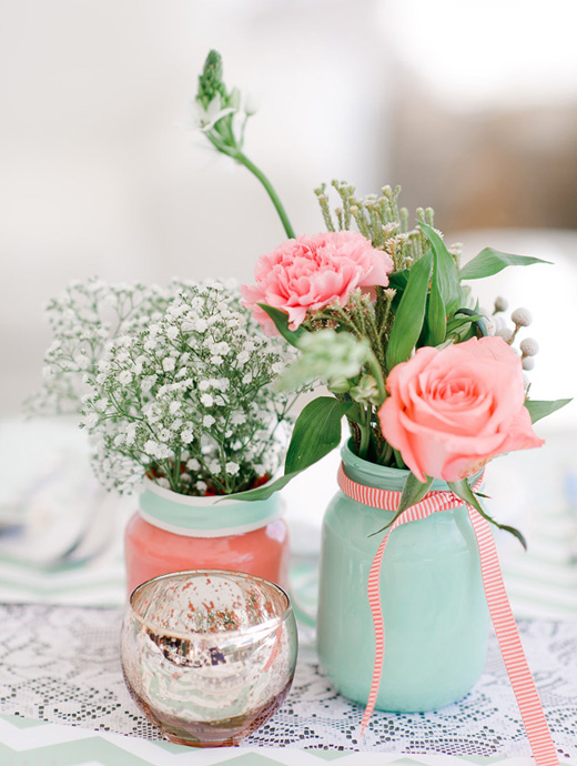 mint green and pink compliment perfectly, ideal for a summer wedding