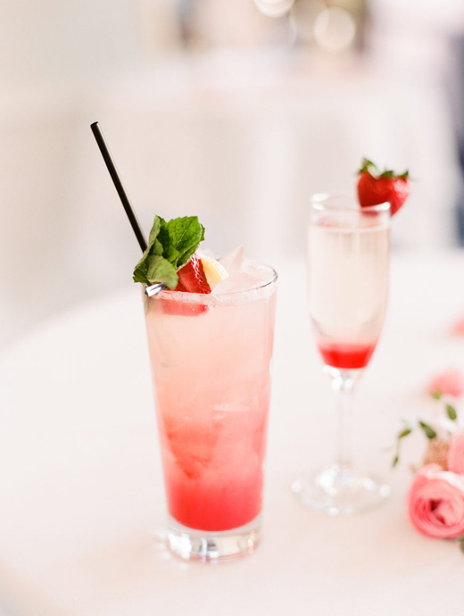 design your wedding drinks to match your summer berries colour scheme