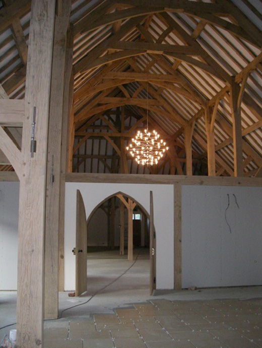 The ceremony barn being constructed at this stunning Hampshire barn wedding venue
