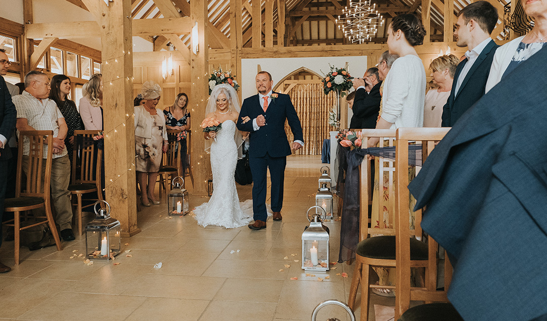 A bride makes her way down the aisle at this wedding venue which is exclusively yours for the day