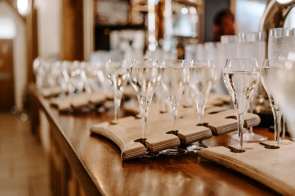 Rivervale Barn wedding reception drinks champagne